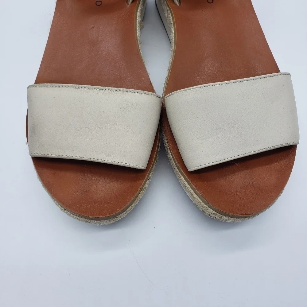 Lucky Brand women US 7.5 JENEKA ankle strap white platform espadrille sandals